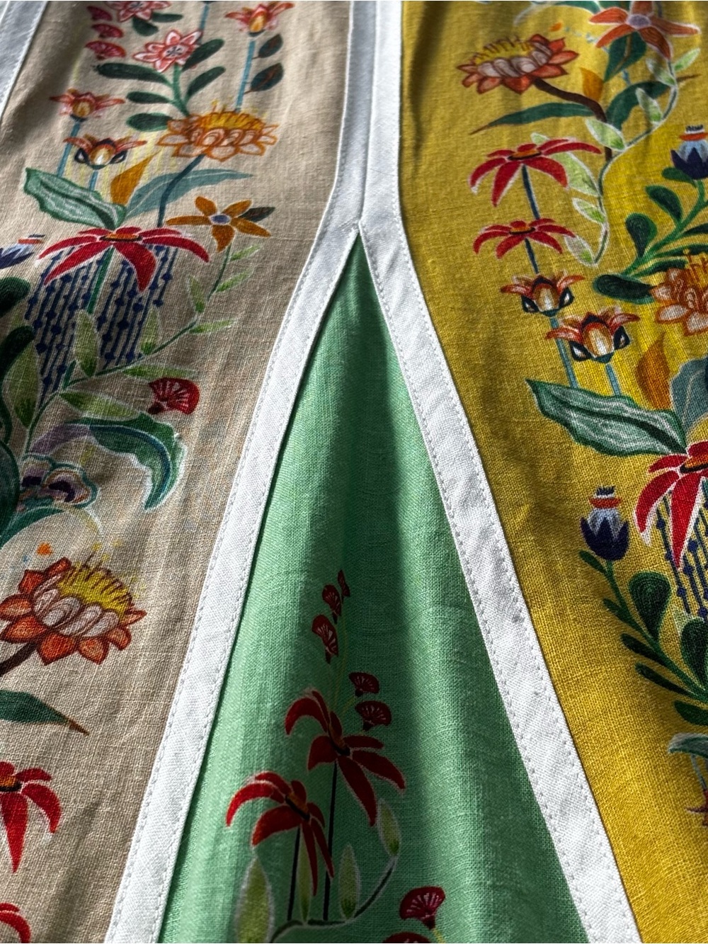 FARM Rio Yellow, Green and Cream Floral Panel Maxi Dress linen M - Picture 16 of 16